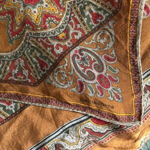 Liz Claiborne scarf in a rust, gray, green and red paisley pattern, lightweight